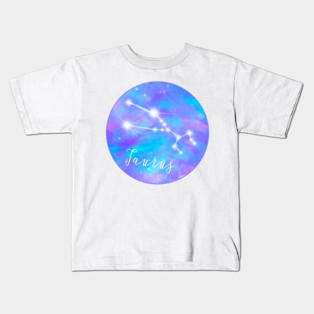 Taurus zodiac sign, Taurus constellation in galaxy sky Kids T-Shirt by Orangerinka